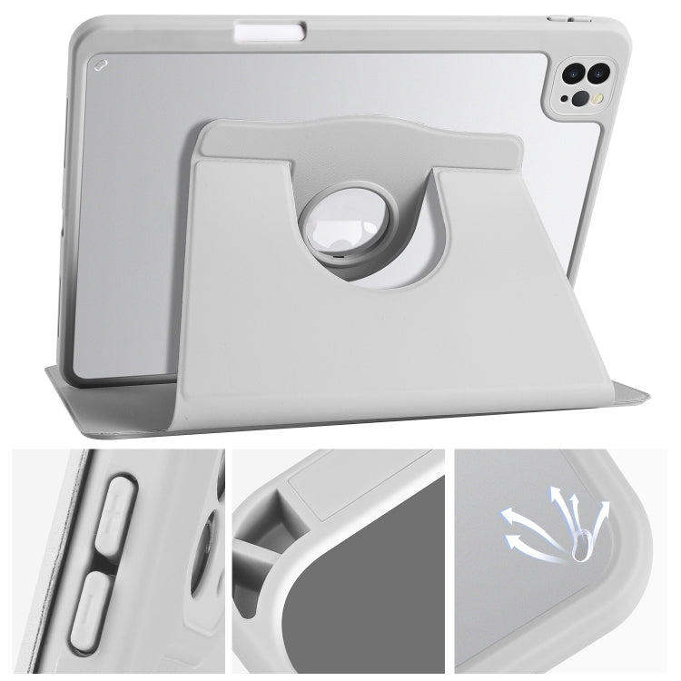 For iPad Pro 13 2024 Acrylic 360 Degree Rotation Holder Leather Tablet Case(Fog Grey) - iPad Pro 13 2024 Cases by PMC TechLife | Online Shopping South Africa | PMC TechLife | Buy Now Pay Later Mobicred