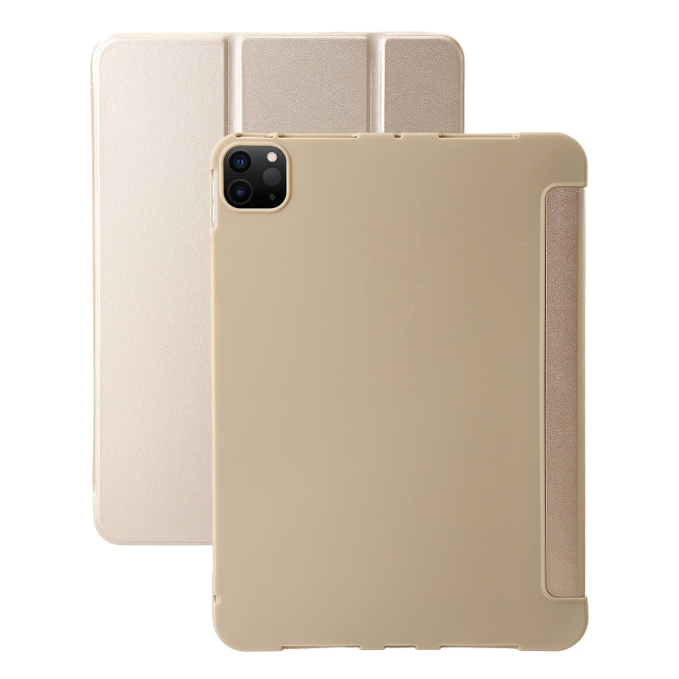 For iPad Pro 13 2024 Three-fold Holder Flip Tablet Leather Case(Gold) - iPad Pro 13 2024 Cases by PMC TechLife | Online Shopping South Africa | PMC TechLife | Buy Now Pay Later Mobicred
