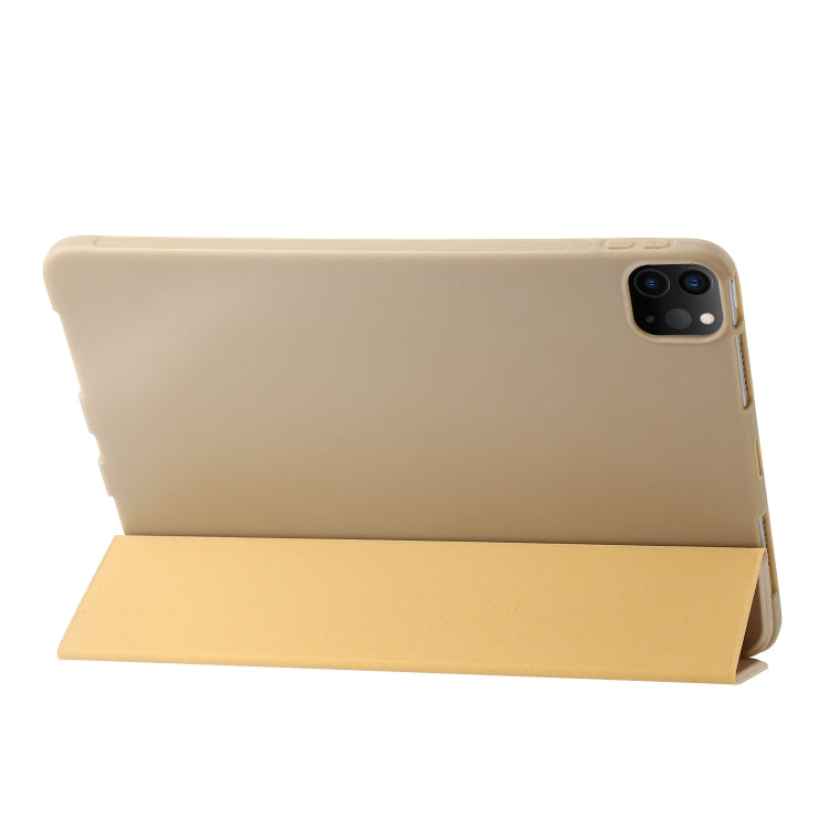 For iPad Pro 13 2024 Three-fold Holder Flip Tablet Leather Case(Gold) - iPad Pro 13 2024 Cases by PMC TechLife | Online Shopping South Africa | PMC TechLife | Buy Now Pay Later Mobicred
