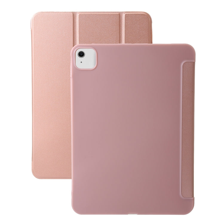 For iPad Air 13 2024 Three-fold Holder Flip Tablet Leather Case(Rose Gold) - iPad Air 13 2024 Cases by PMC TechLife | Online Shopping South Africa | PMC TechLife | Buy Now Pay Later Mobicred