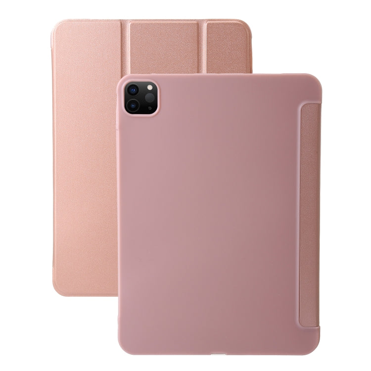 For iPad Pro 11 2024 Three-fold Holder Flip Tablet Leather Case(Rose Gold) - iPad Pro 11 2024 Cases by PMC TechLife | Online Shopping South Africa | PMC TechLife | Buy Now Pay Later Mobicred