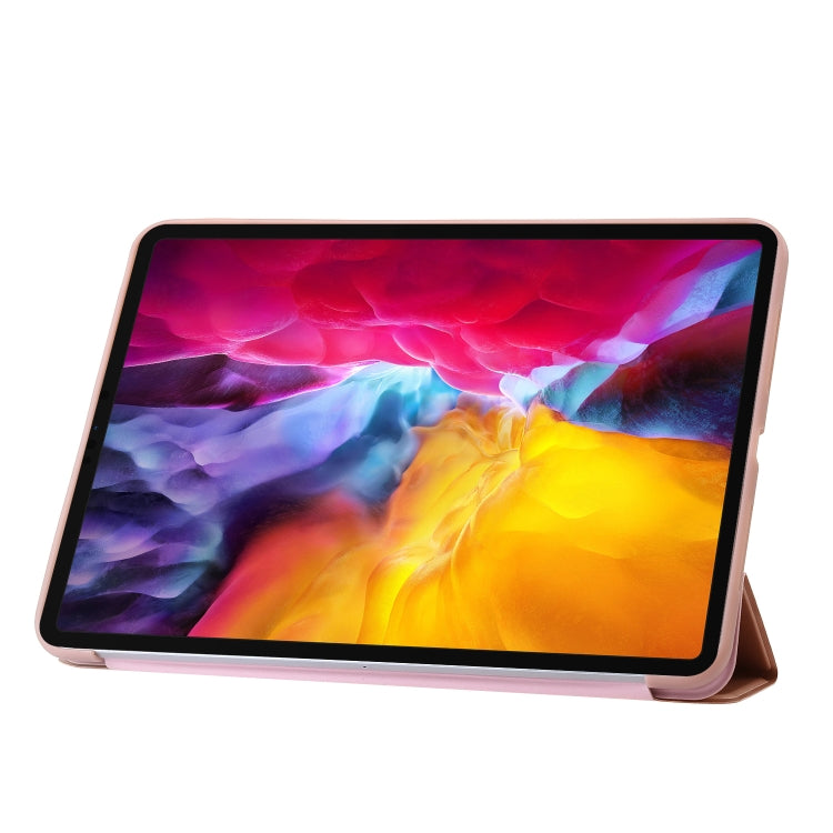 For iPad Pro 11 2024 Three-fold Holder Flip Tablet Leather Case(Rose Gold) - iPad Pro 11 2024 Cases by PMC TechLife | Online Shopping South Africa | PMC TechLife | Buy Now Pay Later Mobicred