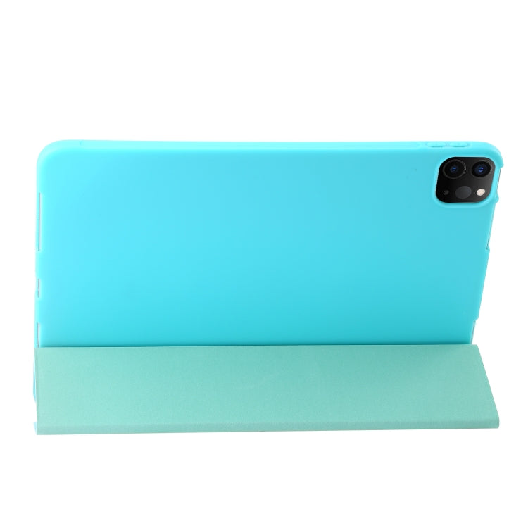 For iPad Pro 11 2024 Three-fold Holder Flip Tablet Leather Case(Mint Blue) - iPad Pro 11 2024 Cases by PMC TechLife | Online Shopping South Africa | PMC TechLife | Buy Now Pay Later Mobicred