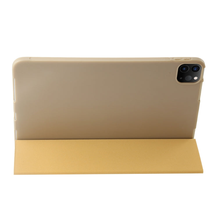 For iPad Pro 11 2024 Three-fold Holder Flip Tablet Leather Case(Gold) - free shipping - PMC TechLife - Order now!