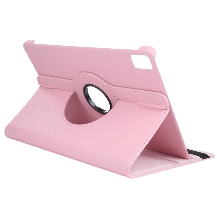 For iPad Pro 13 2024 360 Degree Rotation Litchi Texture Leather Tablet Case with Holder(Pink) - iPad Pro 13 2024 Cases by PMC TechLife | Online Shopping South Africa | PMC TechLife | Buy Now Pay Later Mobicred