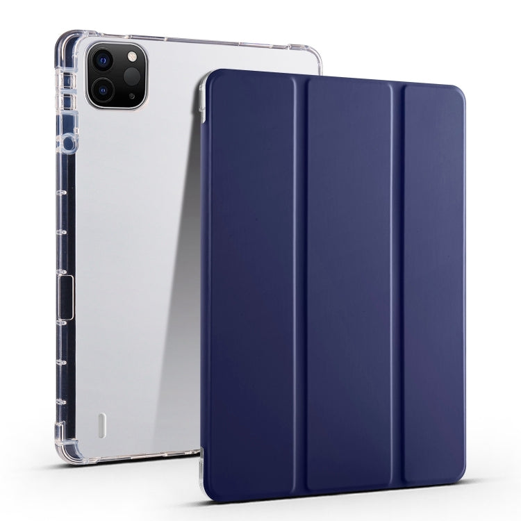 For iPad Pro 13 2024 3-fold Clear TPU Smart Leather Tablet Case with Pen Slot(Dark Blue) - iPad Pro 13 2024 Cases by PMC TechLife | Online Shopping South Africa | PMC TechLife | Buy Now Pay Later Mobicred