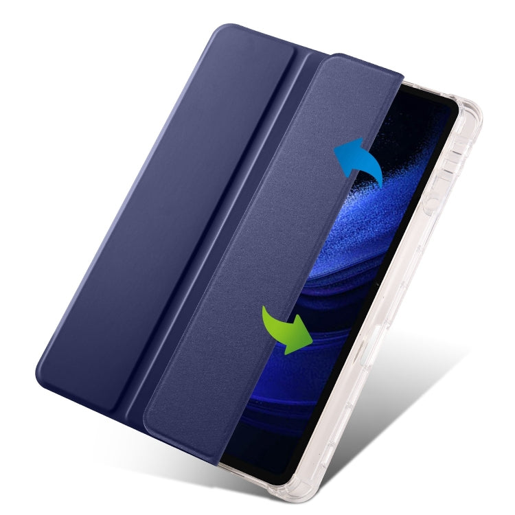 For iPad Pro 13 2024 3-fold Clear TPU Smart Leather Tablet Case with Pen Slot(Dark Blue) - iPad Pro 13 2024 Cases by PMC TechLife | Online Shopping South Africa | PMC TechLife | Buy Now Pay Later Mobicred
