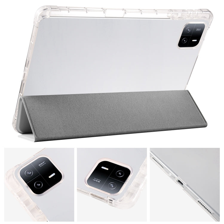 For iPad Pro 13 2024 3-fold Clear TPU Smart Leather Tablet Case with Pen Slot(Space Gray) - iPad Pro 13 2024 Cases by PMC TechLife | Online Shopping South Africa | PMC TechLife | Buy Now Pay Later Mobicred
