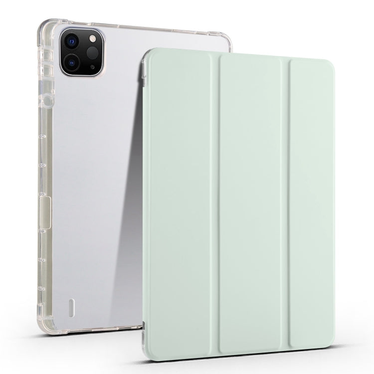 For iPad Pro 11 2024 3-fold Clear TPU Smart Leather Tablet Case with Pen Slot(Light Green) - free shipping - PMC TechLife - Order now!