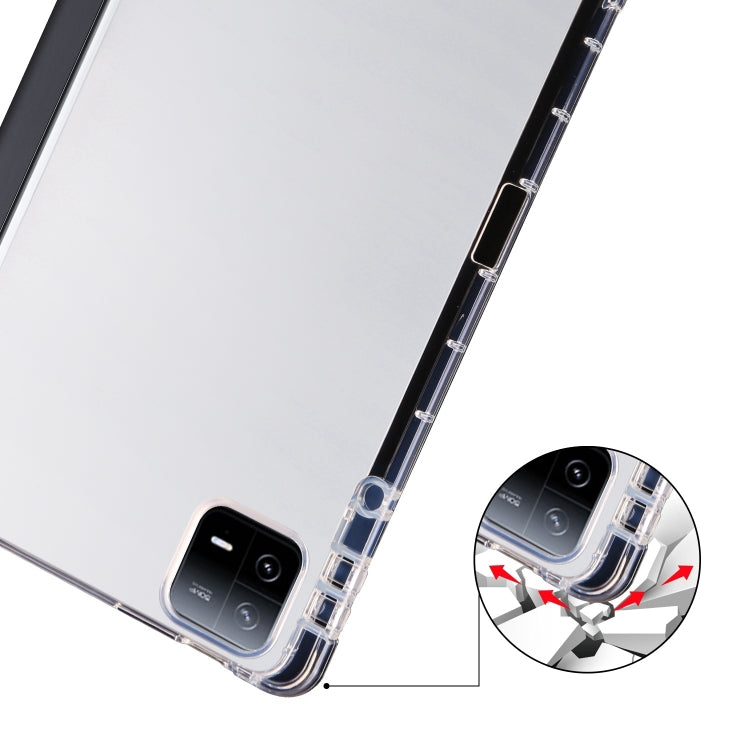 For iPad Air 11 2024 3-fold Clear TPU Smart Leather Tablet Case with Pen Slot(Black) - iPad Air 11 2024 Cases by PMC TechLife | Online Shopping South Africa | PMC TechLife | Buy Now Pay Later Mobicred