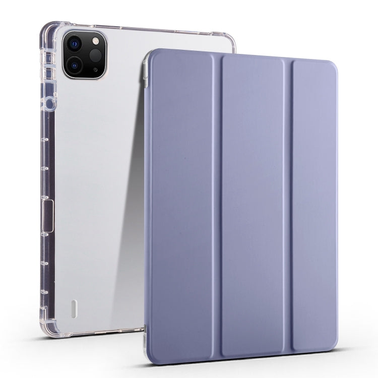 For iPad Air 11 2025 / 2024 3-fold Clear TPU Smart Leather Tablet Case with Pen Slot(Lavender Purple) - iPad Air 11 2025 / 2024 Cases by PMC TechLife | Online Shopping South Africa | PMC TechLife | Buy Now Pay Later Mobicred