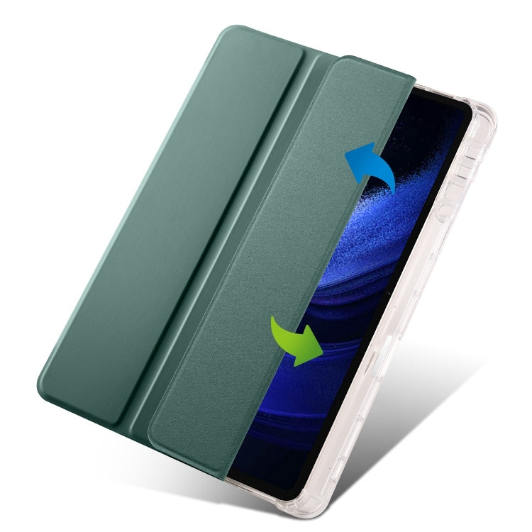 For iPad Air 13 2025 / 2024 3-fold Clear TPU Smart Leather Tablet Case with Pen Slot(Dark Green) - iPad Air 13 2025 / 2024 Cases by PMC TechLife | Online Shopping South Africa | PMC TechLife | Buy Now Pay Later Mobicred