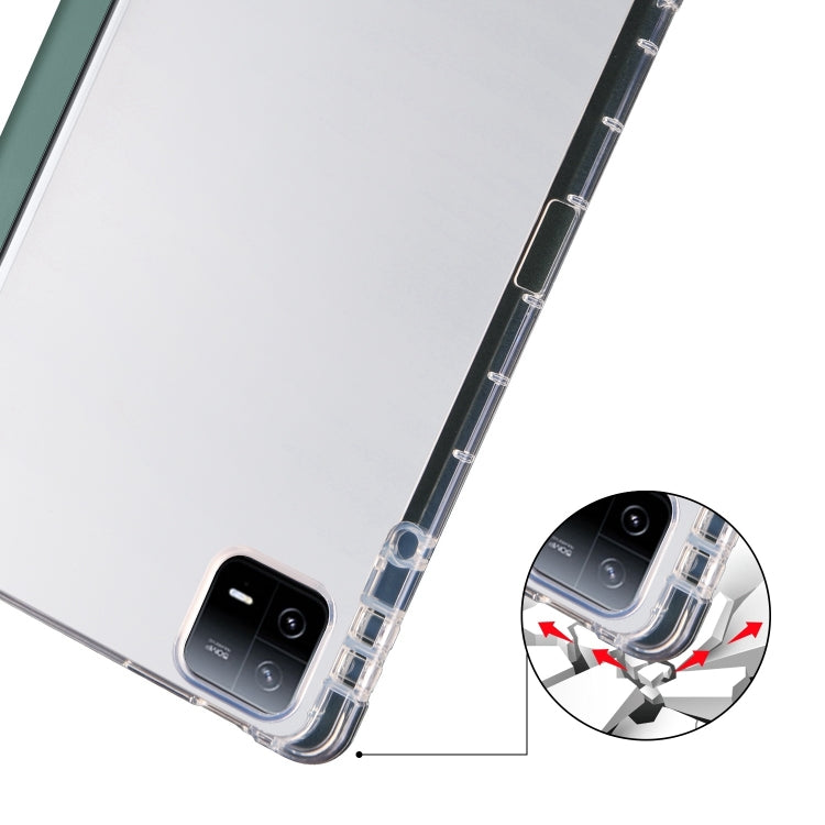 For iPad Air 13 2025 / 2024 3-fold Clear TPU Smart Leather Tablet Case with Pen Slot(Dark Green) - iPad Air 13 2025 / 2024 Cases by PMC TechLife | Online Shopping South Africa | PMC TechLife | Buy Now Pay Later Mobicred