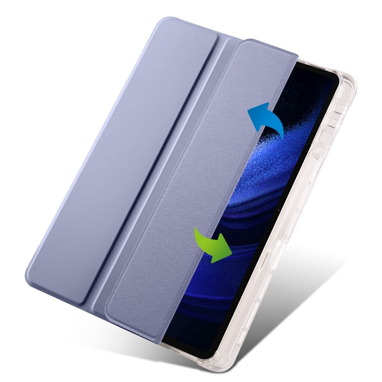 For iPad Air 13 2024 3-fold Clear TPU Smart Leather Tablet Case with Pen Slot(Lavender Purple) - iPad Air 13 2024 Cases by PMC TechLife | Online Shopping South Africa | PMC TechLife | Buy Now Pay Later Mobicred