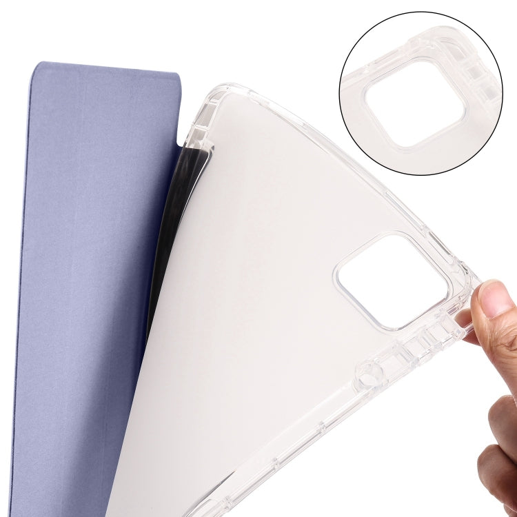 For iPad Air 13 2024 3-fold Clear TPU Smart Leather Tablet Case with Pen Slot(Lavender Purple) - iPad Air 13 2024 Cases by PMC TechLife | Online Shopping South Africa | PMC TechLife | Buy Now Pay Later Mobicred