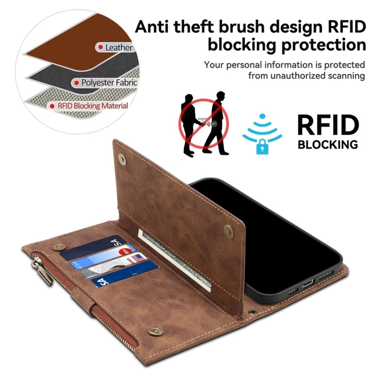 For Motorola Moto G34 ESEBLE Retro Frosted RFID Leather Phone Case(Brown) - free shipping - PMC TechLife - Order now!