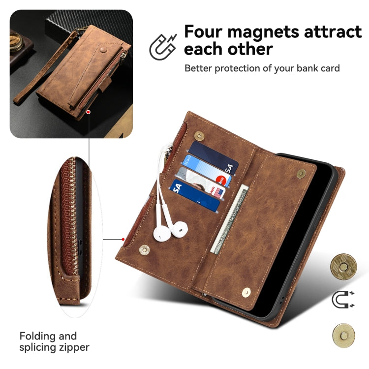 For Motorola Moto G34 5G / G45 5G ESEBLE Retro Frosted RFID Leather Phone Case(Brown) - Motorola Cases by ESEBLE | Online Shopping South Africa | PMC TechLife | Buy Now Pay Later Mobicred
