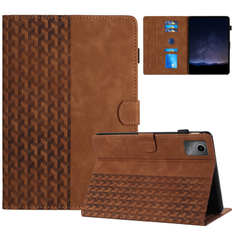 For Lenovo Tab M11/Xiaoxin Pad 11 2024 Building Blocks Embossed Leather Smart Tablet Case(Brown) - Lenovo by PMC Jewellery | Online Shopping South Africa | PMC Jewellery | Buy Now Pay Later Mobicred