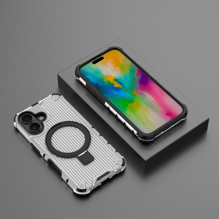 For iPhone 16 Grating Holder Shockproof Phone Case(Transparent) - iPhone 16 Cases by PMC TechLife | Online Shopping South Africa | PMC TechLife | Buy Now Pay Later Mobicred