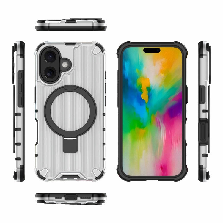 For iPhone 16 Grating Holder Shockproof Phone Case(Transparent) - iPhone 16 Cases by PMC TechLife | Online Shopping South Africa | PMC TechLife | Buy Now Pay Later Mobicred