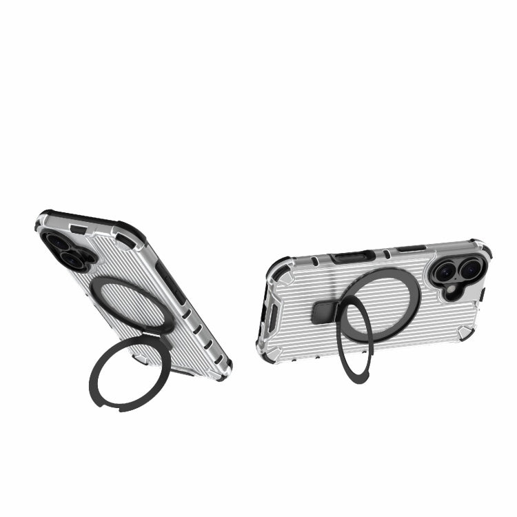 For iPhone 16 Grating Holder Shockproof Phone Case(Transparent) - iPhone 16 Cases by PMC TechLife | Online Shopping South Africa | PMC TechLife | Buy Now Pay Later Mobicred