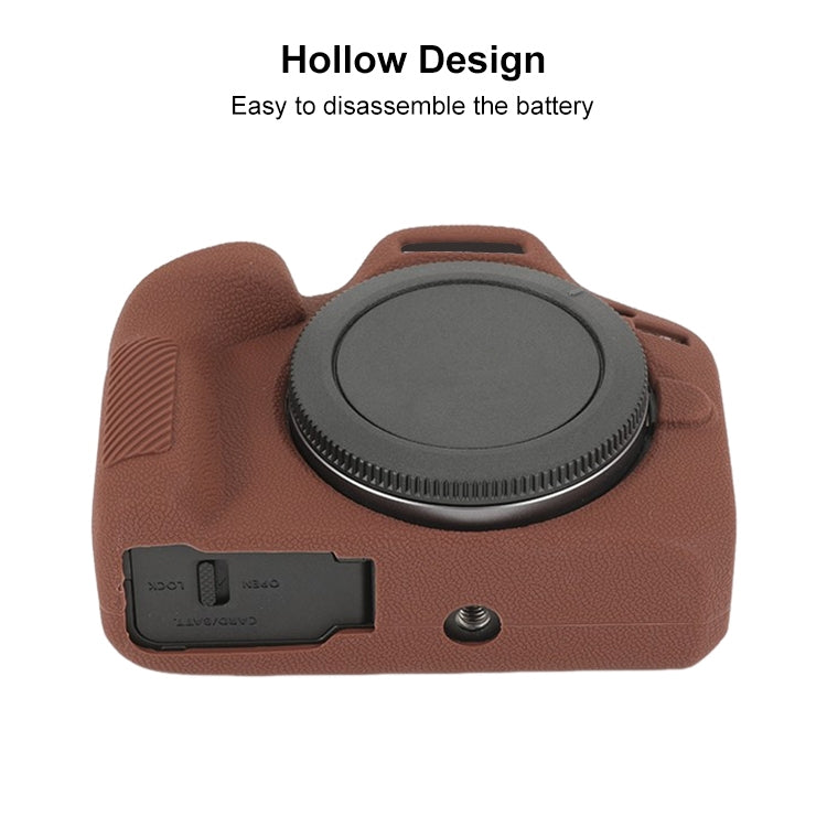 For Canon EOS R100 Litchi Texture Soft Silicone Protective Case(Coffee) - Protective Case by PMC TechLife | Online Shopping South Africa | PMC TechLife | Buy Now Pay Later Mobicred