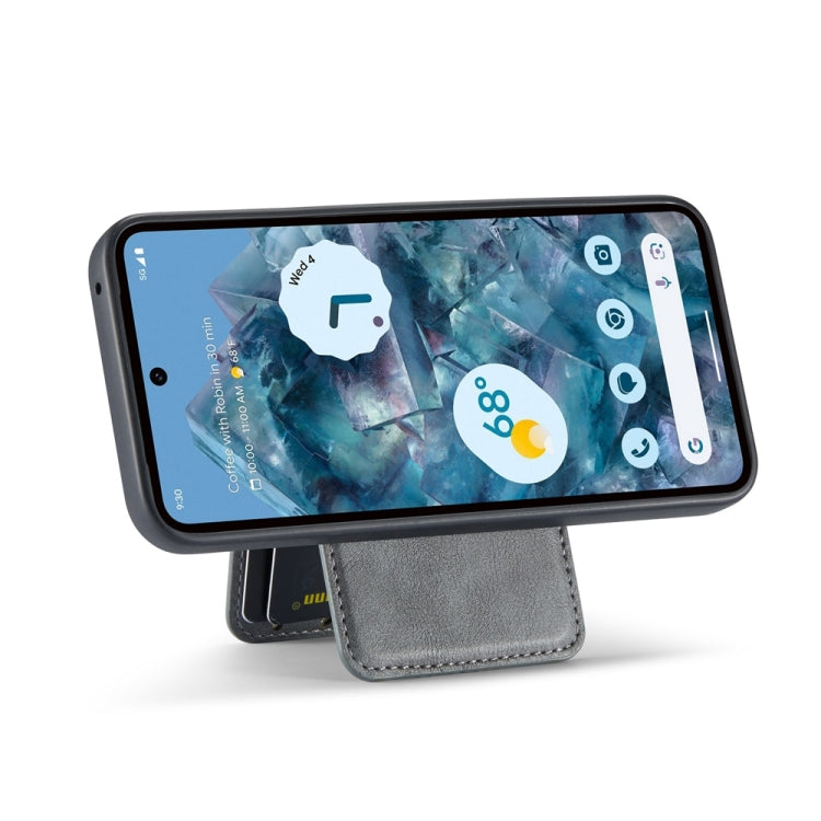 For Google Pixel 9 Pro Fierre Shann Cowhide Vertical Flip Magnetic Card Holder Phone Case(Grey) - Google Cases by FIERRE SHANN | Online Shopping South Africa | PMC TechLife | Buy Now Pay Later Mobicred