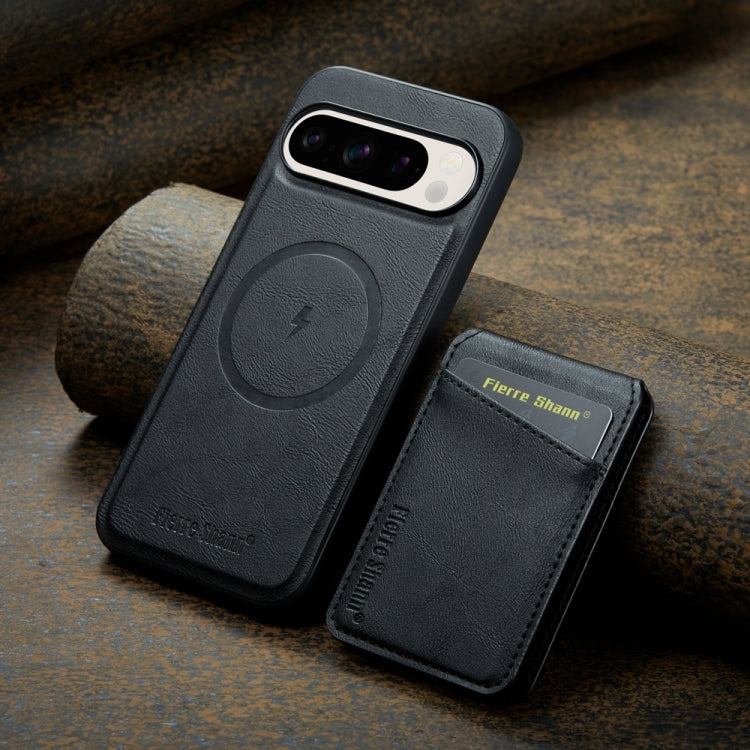For Google Pixel 9 Fierre Shann Cowhide Vertical Flip Magnetic Card Holder Phone Case(Black) - free shipping - PMC TechLife - Order now!