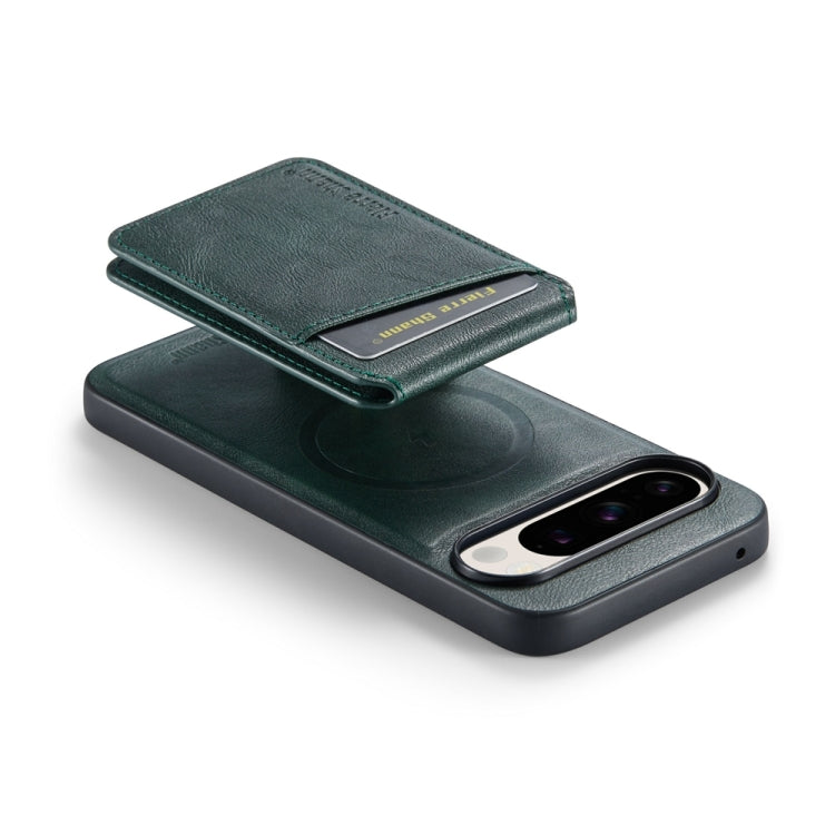 For Google Pixel 9 Fierre Shann Cowhide Vertical Flip Magnetic Card Holder Phone Case(Green) - Google Cases by FIERRE SHANN | Online Shopping South Africa | PMC TechLife | Buy Now Pay Later Mobicred