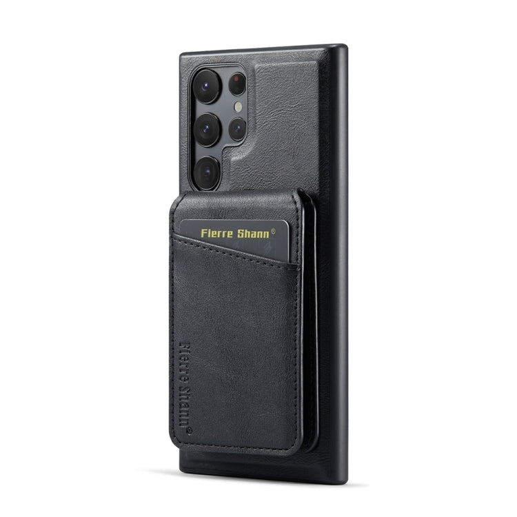 For Samsung Galaxy S24 Ultra 5G Fierre Shann Cowhide Vertical Flip Magnetic Card Holder Phone Case(Black) - Galaxy S24 Ultra 5G Cases by FIERRE SHANN | Online Shopping South Africa | PMC Jewellery | Buy Now Pay Later Mobicred