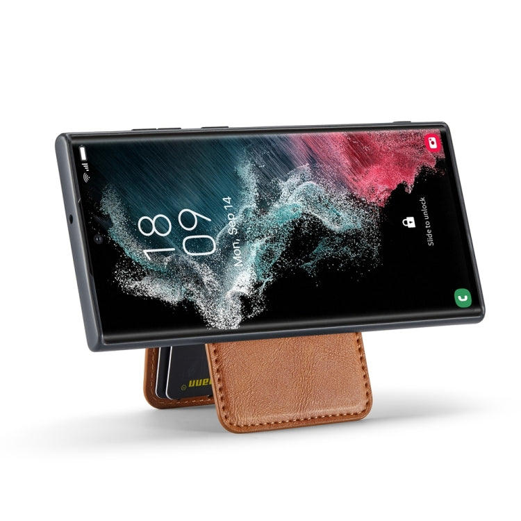 For Samsung Galaxy S24 Ultra 5G Fierre Shann Cowhide Vertical Flip Magnetic Card Holder Phone Case(Brown) - Galaxy S24 Ultra 5G Cases by FIERRE SHANN | Online Shopping South Africa | PMC Jewellery | Buy Now Pay Later Mobicred