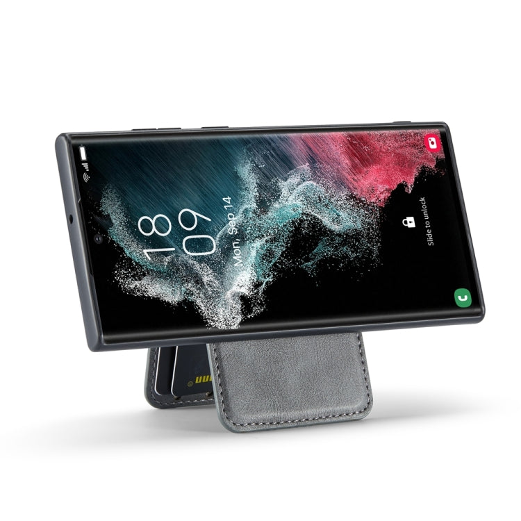 For Samsung Galaxy S24 Ultra 5G Fierre Shann Cowhide Vertical Flip Magnetic Card Holder Phone Case(Grey) - free shipping - PMC Jewellery - Order now!