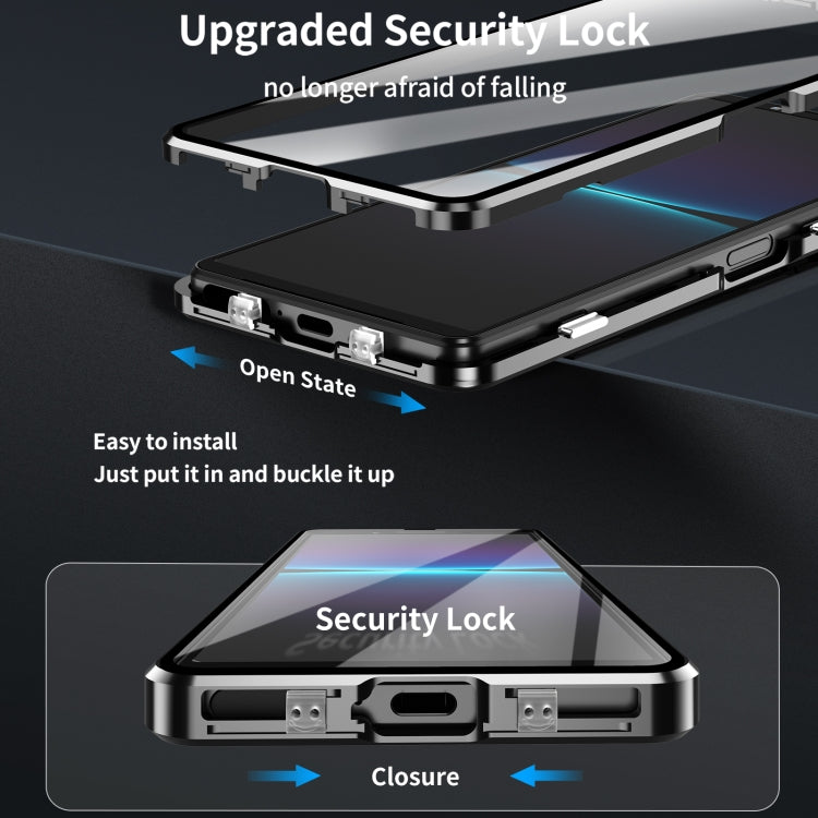 For Sony Xperia 1 V HD Magnetic Metal Tempered Glass Phone Case(Black) - Sony Cases by PMC TechLife | Online Shopping South Africa | PMC TechLife | Buy Now Pay Later Mobicred