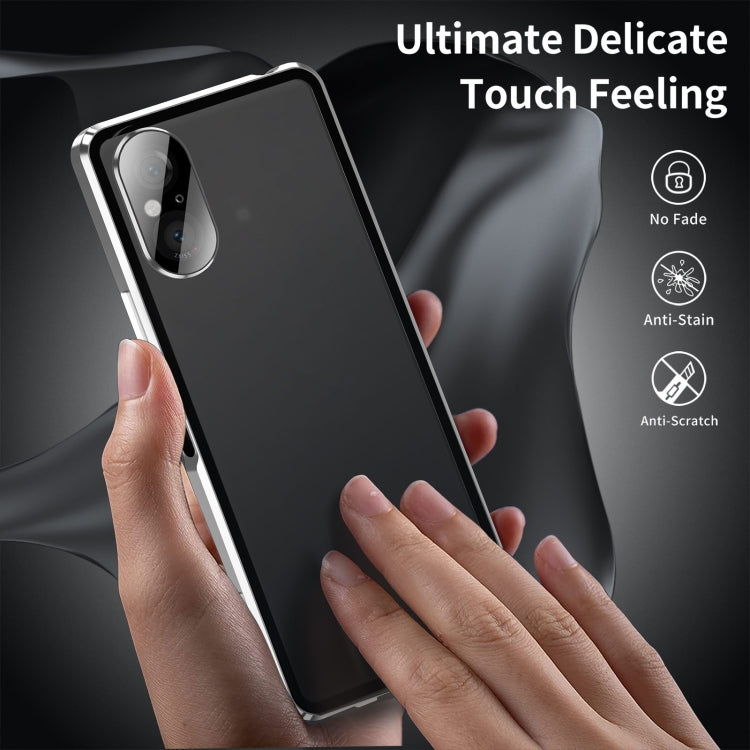 For Sony Xperia 5 V HD Magnetic Metal Tempered Glass Phone Case(Silver) - free shipping - PMC TechLife - Order now!