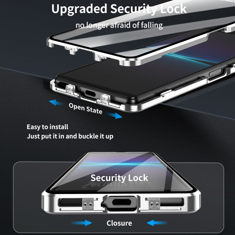 For Sony Xperia 5 V HD Magnetic Metal Tempered Glass Phone Case(Silver) - free shipping - PMC TechLife - Order now!