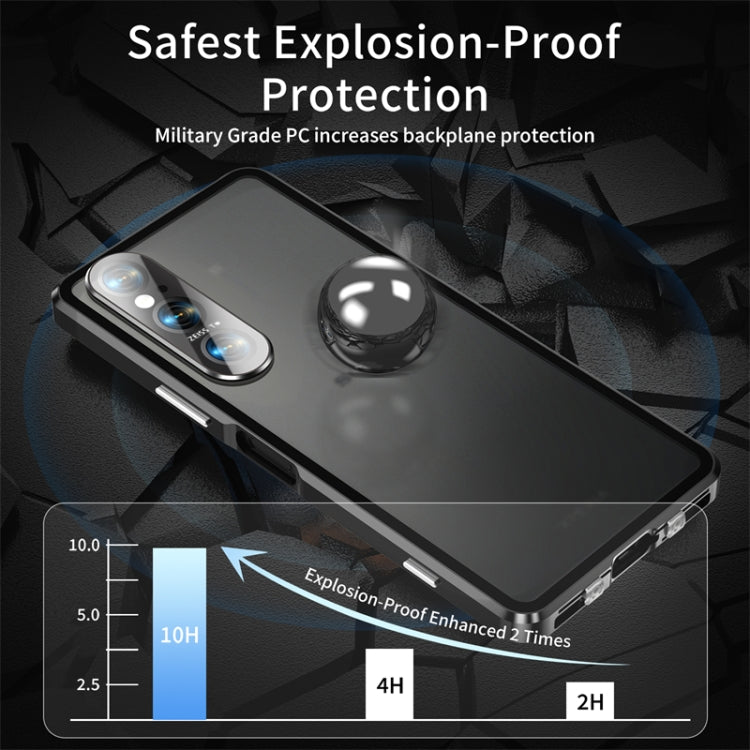 For Sony Xperia 1 VI HD Magnetic Metal Tempered Glass Phone Case(Black) - Sony Cases by PMC TechLife | Online Shopping South Africa | PMC TechLife | Buy Now Pay Later Mobicred