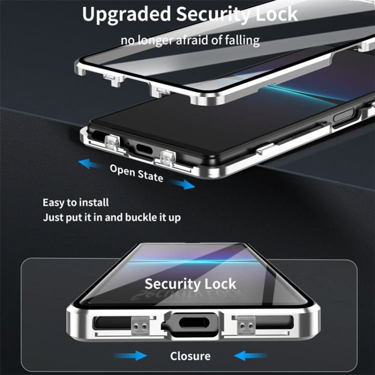 For Sony Xperia 1 VI HD Magnetic Metal Tempered Glass Phone Case(Silver) - Sony Cases by PMC TechLife | Online Shopping South Africa | PMC TechLife | Buy Now Pay Later Mobicred