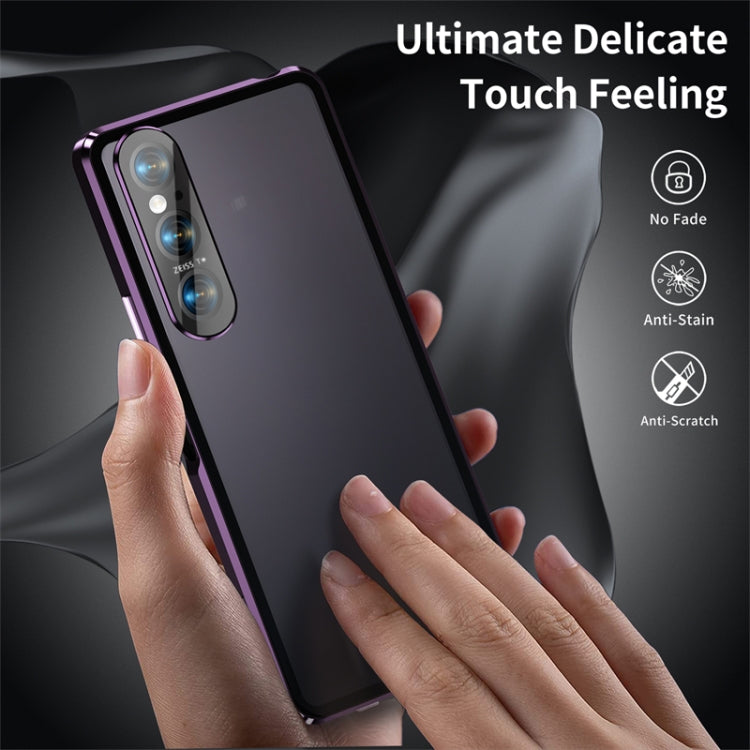 For Sony Xperia 1 VI HD Magnetic Metal Tempered Glass Phone Case(Purple) - Sony Cases by PMC TechLife | Online Shopping South Africa | PMC TechLife | Buy Now Pay Later Mobicred