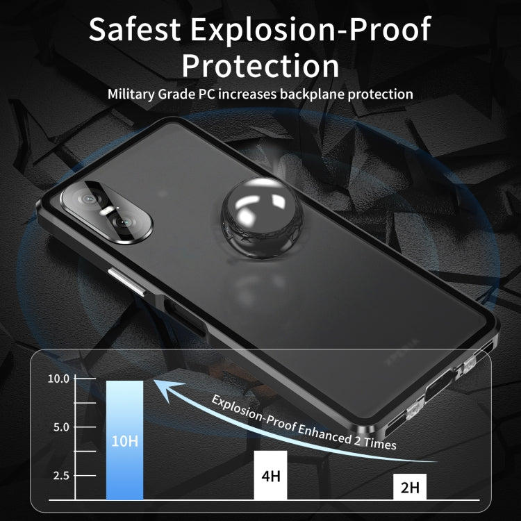 For Sony Xperia 10 VI HD Magnetic Metal Tempered Glass Phone Case(Black) - Sony Cases by PMC TechLife | Online Shopping South Africa | PMC TechLife | Buy Now Pay Later Mobicred