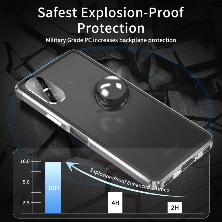 For Sony Xperia 10 VI HD Magnetic Metal Tempered Glass Phone Case(Silver) - Sony Cases by PMC TechLife | Online Shopping South Africa | PMC TechLife | Buy Now Pay Later Mobicred