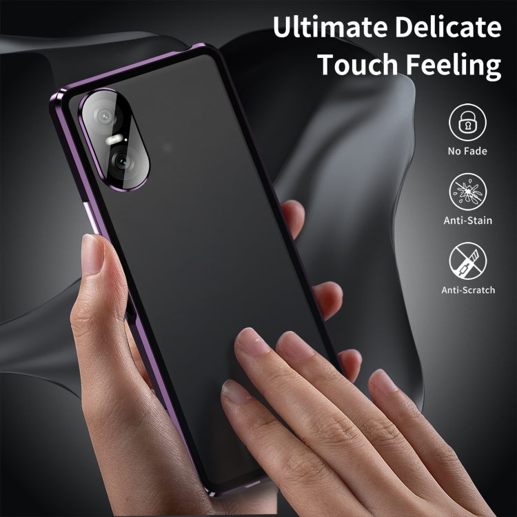 For Sony Xperia 10 VI HD Magnetic Metal Tempered Glass Phone Case(Purple) - Sony Cases by PMC TechLife | Online Shopping South Africa | PMC TechLife | Buy Now Pay Later Mobicred