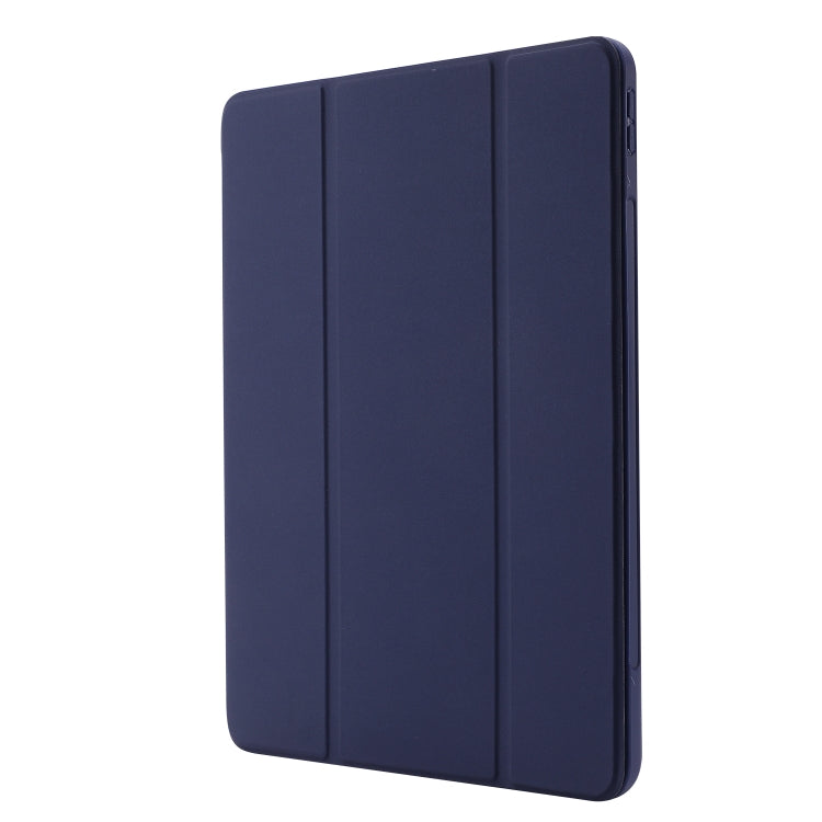 For iPad Pro 11 2024 Skin Feel Tri-fold Leather Tablet Case with Pen Slot(Dark Blue) - iPad Pro 11 2024 Cases by PMC TechLife | Online Shopping South Africa | PMC TechLife | Buy Now Pay Later Mobicred