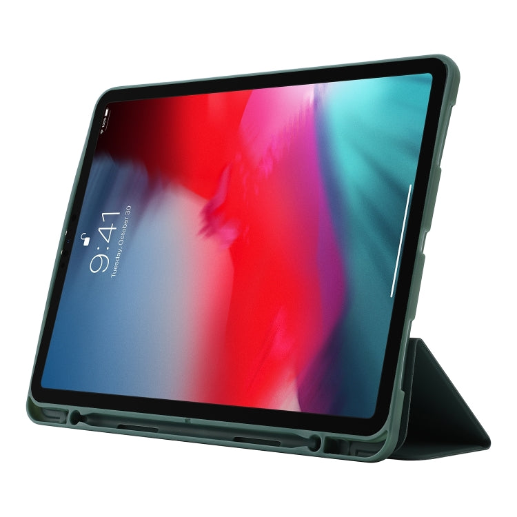 For iPad Pro 13 2024 Skin Feel Tri-fold Leather Tablet Case with Pen Slot(Dark Green) - iPad Pro 13 2024 Cases by PMC TechLife | Online Shopping South Africa | PMC TechLife | Buy Now Pay Later Mobicred