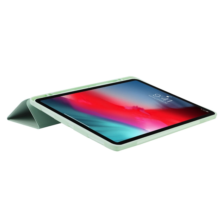 For iPad Air 13 2024 Skin Feel Tri-fold Leather Tablet Case with Pen Slot(Matcha Green) - iPad Air 13 2024 Cases by PMC TechLife | Online Shopping South Africa | PMC TechLife | Buy Now Pay Later Mobicred