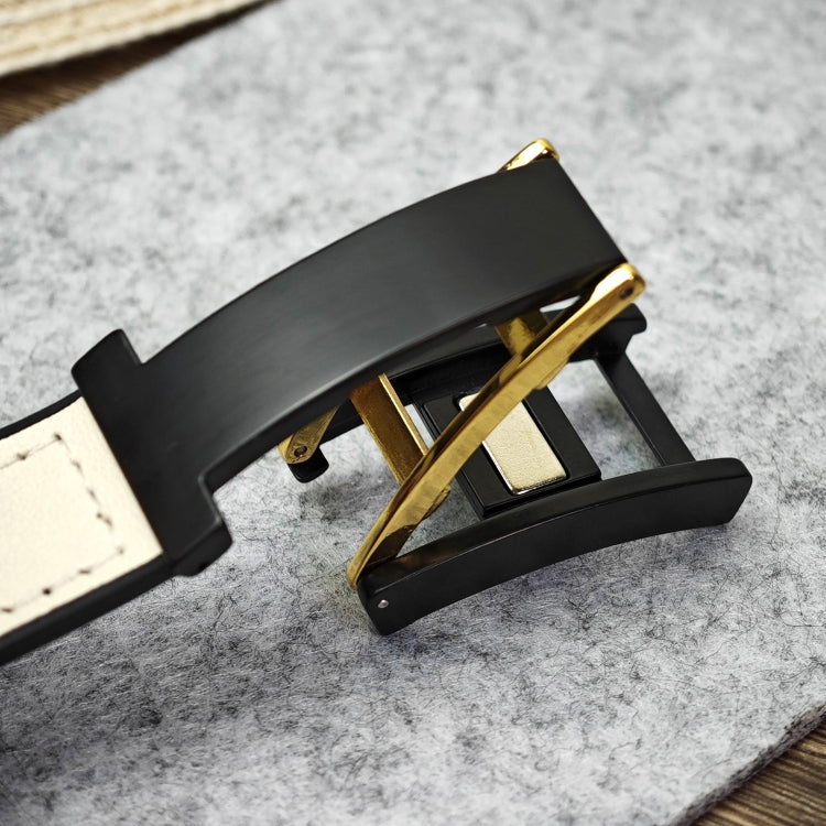 For Apple Watch SE 40mm Trapezoid Fold Magnetic Buckle Silicone PU Watch Band(Beige Gold) - free shipping - PMC TechLife - Order now!