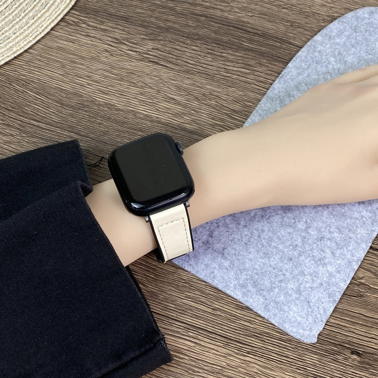 For Apple Watch Series 7 41mm Trapezoid Fold Magnetic Buckle Silicone PU Watch Band(Black Gold) - free shipping - PMC TechLife - Order now!