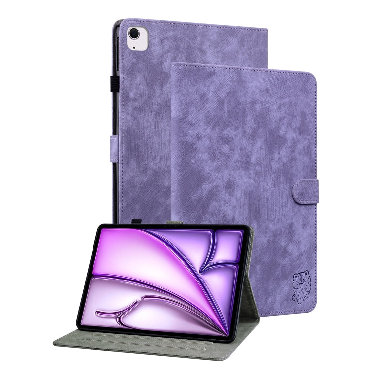 For iPad Air 13 2025 / 2024 Embossed Tiger Pattern Leather Tablet Case(Purple) - iPad Air 13 2025 / 2024 Cases by PMC TechLife | Online Shopping South Africa | PMC TechLife | Buy Now Pay Later Mobicred