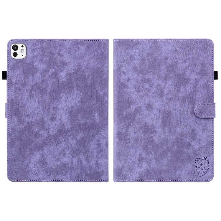 For iPad Pro 11 2024 Embossed Tiger Pattern Leather Tablet Case(Purple) - iPad Pro 11 2024 Cases by PMC TechLife | Online Shopping South Africa | PMC TechLife | Buy Now Pay Later Mobicred