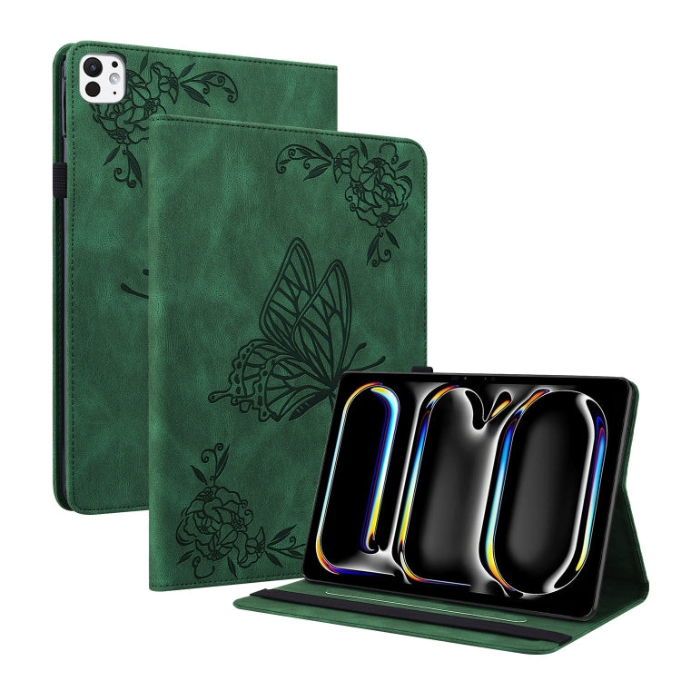 For iPad Pro 11 2024 Butterfly Flower Embossed Leather Tablet Case(Green) - iPad Pro 11 2024 Cases by PMC TechLife | Online Shopping South Africa | PMC TechLife | Buy Now Pay Later Mobicred