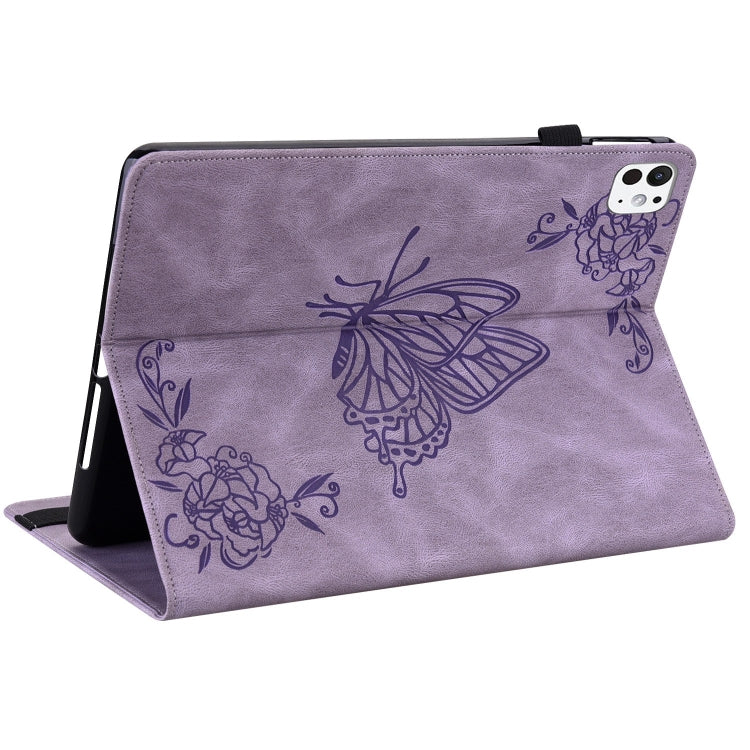 For iPad Pro 11 2024 Butterfly Flower Embossed Leather Tablet Case(Purple) - iPad Pro 11 2024 Cases by PMC TechLife | Online Shopping South Africa | PMC TechLife | Buy Now Pay Later Mobicred